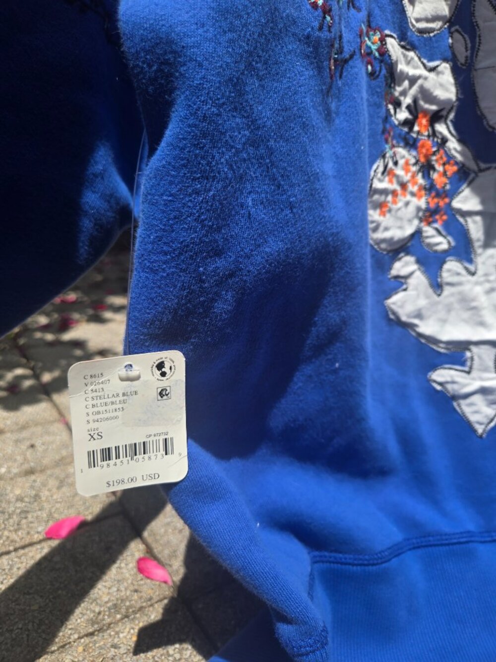 NWT FP Movement At My Best Embroidered Sweat Hoodie In Steller Blue SOLD OUT COL - Picture 11 of 13